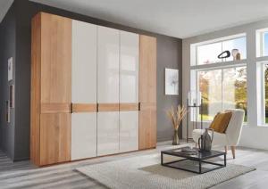 WIEMANN Drehtürenschrank "Cardiff, Massivholztüren in Kombination mit Glas- oder Spiegeltüren", (4 Breiten, 2 Höhen 216/236cm auswählbar), hochwertiges Design in langlebiger Qualität, viel Stauraum