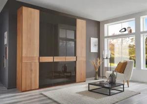 WIEMANN Drehtürenschrank "Cardiff, Massivholztüren in Kombination mit Glas- oder Spiegeltüren", (4 Breiten, 2 Höhen 216/236cm auswählbar), hochwertiges Design in langlebiger Qualität, viel Stauraum