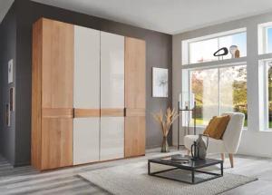 WIEMANN Drehtürenschrank "Cardiff, Massivholztüren in Kombination mit Glas- oder Spiegeltüren", (4 Breiten, 2 Höhen 216/236cm auswählbar), hochwertiges Design in langlebiger Qualität, viel Stauraum