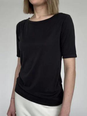Zuckerwatte T-Shirt modisches Rundhalsshirt, Rippoptik, weiche Modalmischung