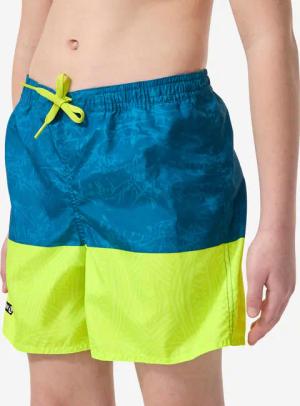 Boardshorts Surfen Jungen mit Taschen 100 Stories blau/gelb