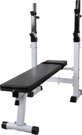 vidaXL Hantelbank, mit Ablage, Langhantel und Kurzhantel Set 60,5 kg