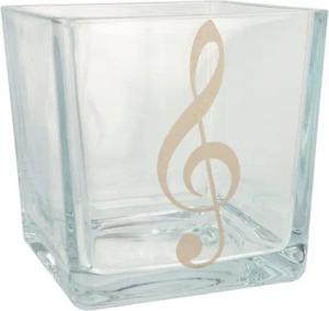 Musikboutique Dekovase musikalische Glas-Vase mit goldenem Violinschlüssel, Glas-Vase mit goldenem Violinschlüssel