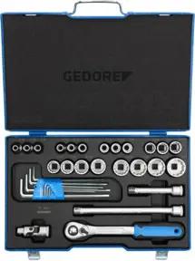 Gedore Steckschlüsselsatz, Set 31tlg,12-kant, 1/2 Zoll, 10-36mm, Werkzeug, Knarre Umschalthebel Inbus, für KFZ, D19 VMU 20