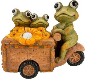 Online-Fuchs Gartenfigur Frosch Bande auf dem Lastenrad für draußen - Deko Figur, inkl. kleiner LED-Solarbeleuchtung