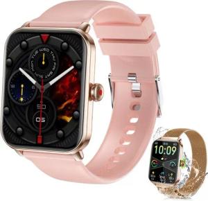 walkbee Smartwatch,Fitness Tracker Uhr für Damen Herren mit Telefonfunktion Smartwatch (Quadratischer 1,83''-Voll-Touch-Farbdisplay Zoll) mit drehbarer Knopf,einfache Bedienung,mit Herzfrequenz,Blutsauerstoff, Schrittzähler, Atemtraining, Musiksteuerung u