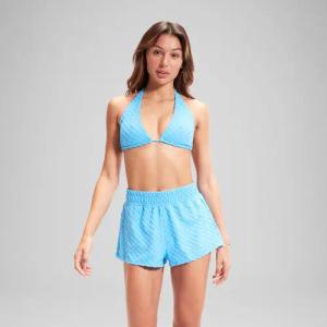 Blaues FLU3NTE Terry Triangel-Bikinioberteil