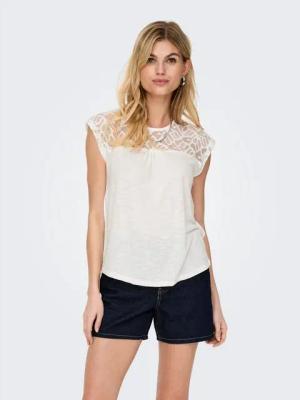 ONLY Spitzenshirt ONLSINDY LIFE S/S O-NECK MIX TOP JRS