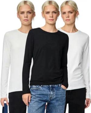 pieces Langarmshirt Basic Rundhalsshirts im 3er Pack