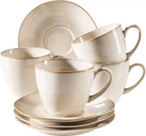 MÄSER Serie Nottinham, Vintage Kaffeetassen Set für 4 Personen, Untertassen mit organischen Formen im Retro Look
