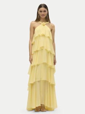 Vero Moda Abendkleid Felicia 10295237 Gelb Slim Fit