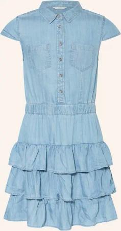 GUESS Hemdblusenkleid in Jeansoptik mit Rüschen