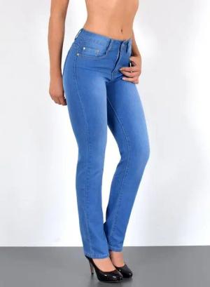 ESRA Straight-Jeans Damen Jeans Gerade hohe Leibhöhe Stretch-Jeans Damen Regular Fit G4 High Waist Jeans Damen Straight Hose Regular Jeans bis Große Größe