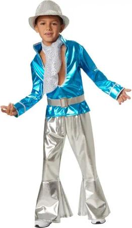 dressforfun Hippie-Kostüm Jungenkostüm Disco Boy, Schillerndes Disco-Outfit aus Glanzstoff