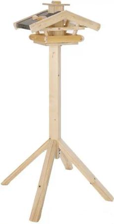 Dehner Vogelhaus Natura Wendelstein für Wildvögel, mit Ständer, 142 x 76 x 55 cm, Holz, Geflammt, massiv, wetterfest, mit Ständer