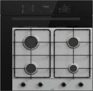 Böhme Elektro-Herd-Set Böhme Herdset HB60F78PPX + Gasline kochfeld 60cm Edelstahl 4 Brennern
