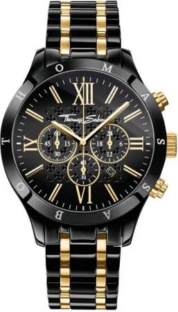 THOMAS SABO Chronograph REBEL URBAN WA0264-278-203-43 MM, Quarzuhr, Armbanduhr, Herren, Datum, Stoppfunktion, 12/24-Std.-Anzeige