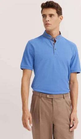 Polo mit Stehkragen in blaugrau