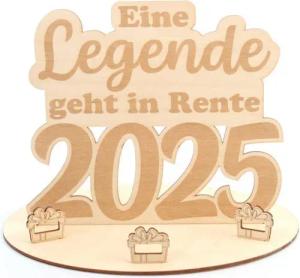 Kreative Feder Glückwunschkarte Origineller 3D Geschenk-Aufsteller zur Rente aus Holz mit LED Licht, originelle Geldgeschenk-Deko aus Holz mit LED-Beleuchtung