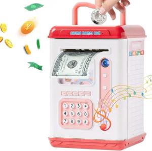 ZEUOPQ Spardose Elektronisches Kinder Spardose Einhornmuster rot Geldsafe, (1-tlg), mit Passwort und Fingerabdruck