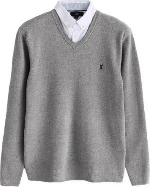 Next 2-in-1-Pullover Regular Fit Pulli mit V-Ausschnitt und Hemdeinsatz (1-tlg)