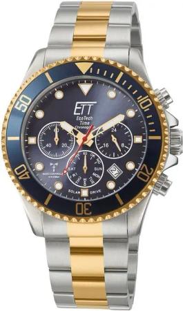 ETT Funkchronograph Professional EGS-11609-35M, Armbanduhr, Herrenuhr, Stoppfunktion, Datum, Solar, Edelstahlarmband