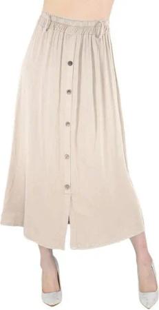 dy_mode Strandrock Damen Sommerrock in Midi-Länge Midi Rock Sommer Strandrock High Waist mit elatischem Bund, in Unifarbe