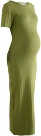 Next Umstandskleid Geripptes Midaxi-Kleid, Umstandsmode (1-tlg)