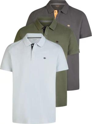 Tom Tailor Poloshirt Herren Kurzarm Baumwolle Regular Fit 3er Set-Pack