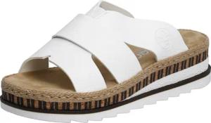 Rieker Pantolette, Keilabsatz, Sommerschuh, Schlappen mit Juteumrahmung