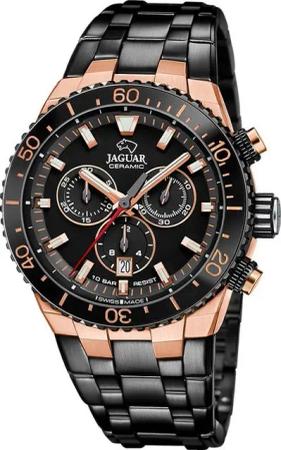 JAGUAR Chronograph Jaguar Herrenuhr Edelstahl schwarz Jaguar, (Chronograph), Herren Armbanduhr rund, Edelstahlarmband schwarz