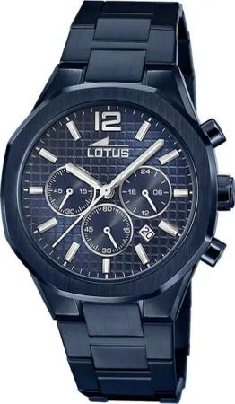 Lotus Chronograph Lotus Herrenuhr Edelstahl blau Lotus, (Chronograph), Herren Armbanduhr rund, groß (ca. 41,8mm), Edelstahl
