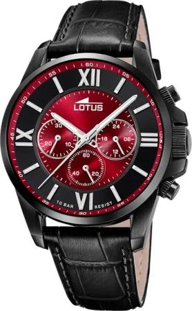 Lotus Chronograph Lotus Herrenuhr Edelstahl schwarz Lotus, (Chronograph), Herren Armbanduhr rund, groß (ca. 44mm), Edelstahl