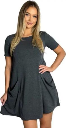 Mississhop A-Linien-Kleid Kleid Tunika Longshirt Pulli Tunika Minikleid mit Taschen 6514