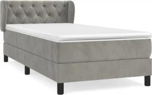 vidaXL Boxspringbett, Boxbett mit Matratze Hellgrau 80x200 cm Samt