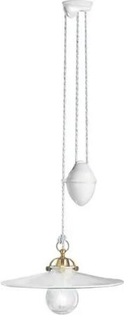 Licht-Erlebnisse Pendelleuchte RITA, ohne Leuchtmittel, Keramik Metall verstellbar in Weiß Messing matt Vintage E27