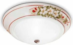 Licht-Erlebnisse Deckenleuchte SALVATORE, ohne Leuchtmittel, Metall Glas E27 rund Ø 32 cm Weiß Blumendekor Bunt Landhausstil