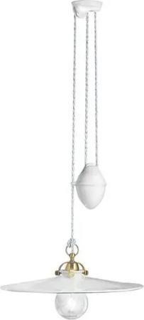Licht-Erlebnisse Pendelleuchte RITA, ohne Leuchtmittel, Keramik Metall E27 verstellbar in Weiß Messing matt Vintage