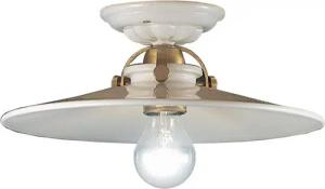 Licht-Erlebnisse Deckenleuchte RITA, ohne Leuchtmittel, Metall Keramik E27 rund D: 31 cm in Weiß Messing matt Vintage