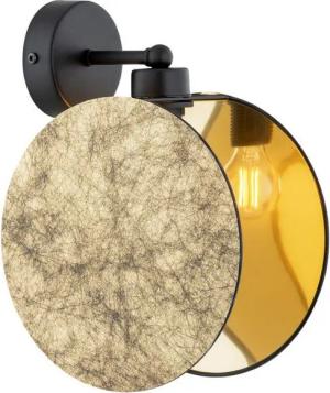 Licht-Erlebnisse Wandleuchte THAIS, ohne Leuchtmittel, Stoff Metall E27 in Schwarz Gold (Stein-Optik) Gold Modern Wandlampe