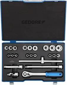 Gedore Steckschlüsselsatz, Set 23-teilig, 6-kant, 1/2 Zoll, 8-32mm, Werkzeug, Nüsse Knarre, für KFZ, 19 EMU 20