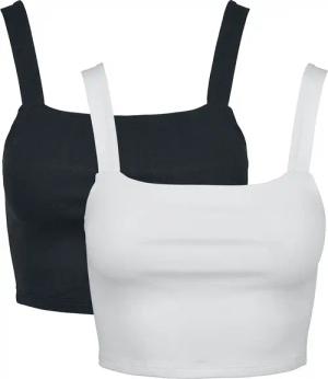Urban Classics Top - Ladies Cropped Top Double Pack - XS bis XL - für Damen - Größe XL - schwarz/weiß