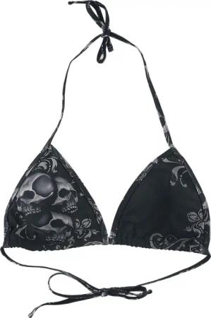Black Premium by EMP Bikini-Oberteil - Schwarzes Triangel-Bikinioberteil mit Skull-Print - M bis XXL - für Damen - Größe L - schwarz