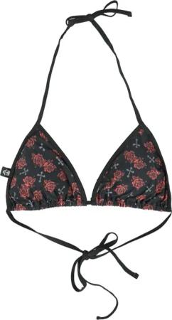 Rock Rebel by EMP - Rock Bikini-Oberteil - Bikini Top With Cross And Roses Alloverprint - M bis XXL - für Damen - Größe M - schwarz