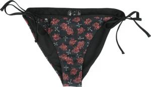 Rock Rebel by EMP - Rock Bikini-Unterteil - Bikini Pants With Cross And Roses Alloverprint - S bis XXL - für Damen - Größe XXL - schwarz