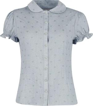 Banned Retro - Rockabilly Bluse - Heart On Her Sleeve Blouse - XS bis 4XL - für Damen - Größe 4XL - blau