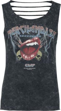 EMP Stage Collection Top - Top mit Print im Band-Shirt-Look - S bis XL - für Damen - Größe S - schwarz