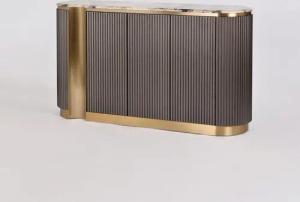 Livin Hill Kommode Stilig, Graphitfarbener Holzkorpus, Marmor-Finish, goldene Akzente