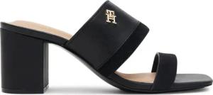 Tommy Hilfiger Pantoletten Leather & Suede Block Heel Mule FW0FW08530 Schwarz