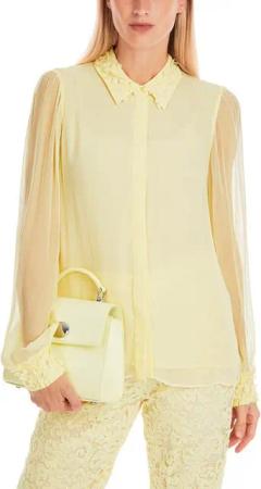 Marc Cain Hemdbluse "Dew Drop" Glam Party Premium Damenmode Hemdbluse aus zartem Viskose-Crêpe